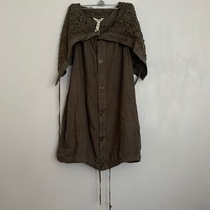 Matilda Jane Ambitious You Olive Green Cargo Utility Crochet Lace Vest